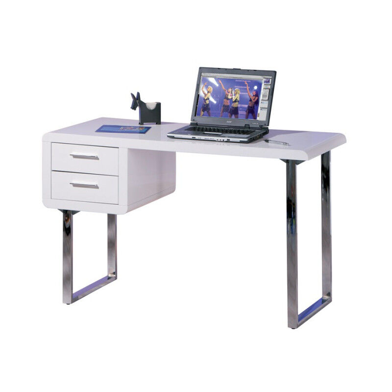 Bureau Design 2 Tiroirs "Teo" 120cm Blanc