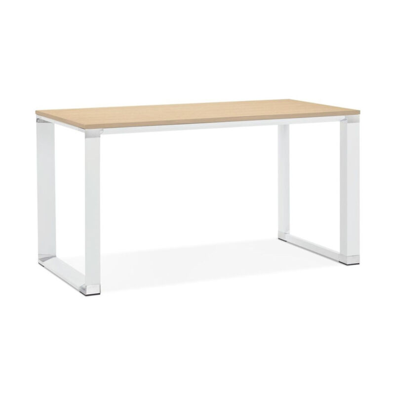 Paris Prix - Bureau Design Bois & Métal 'Lumio' 140cm Naturel & Blanc