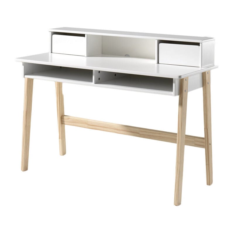 Paris Prix - Bureau Design 'Kiddy' 120cm Naturel & Blanc