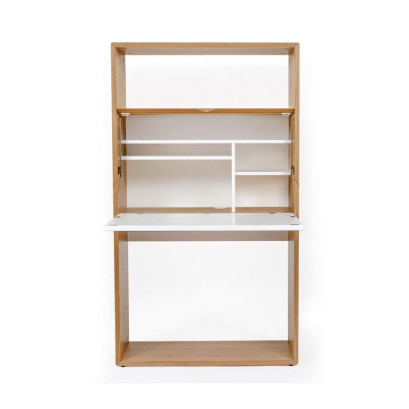 Paris Prix - Bureau Secrétaire Design 'Loma' 157cm Blanc & Chêne