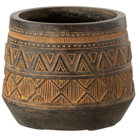 Paris Prix - Cache-pot Déco ethnique 18cm Marron
