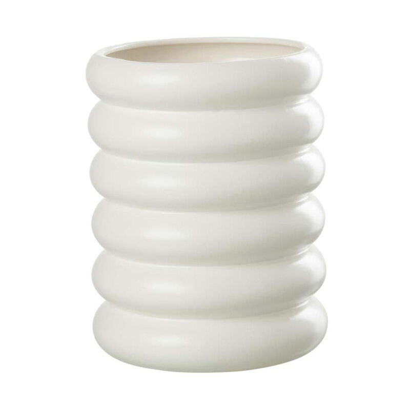 Cache-Pot en Porcelaine 'Bouées' 25cm Blanc