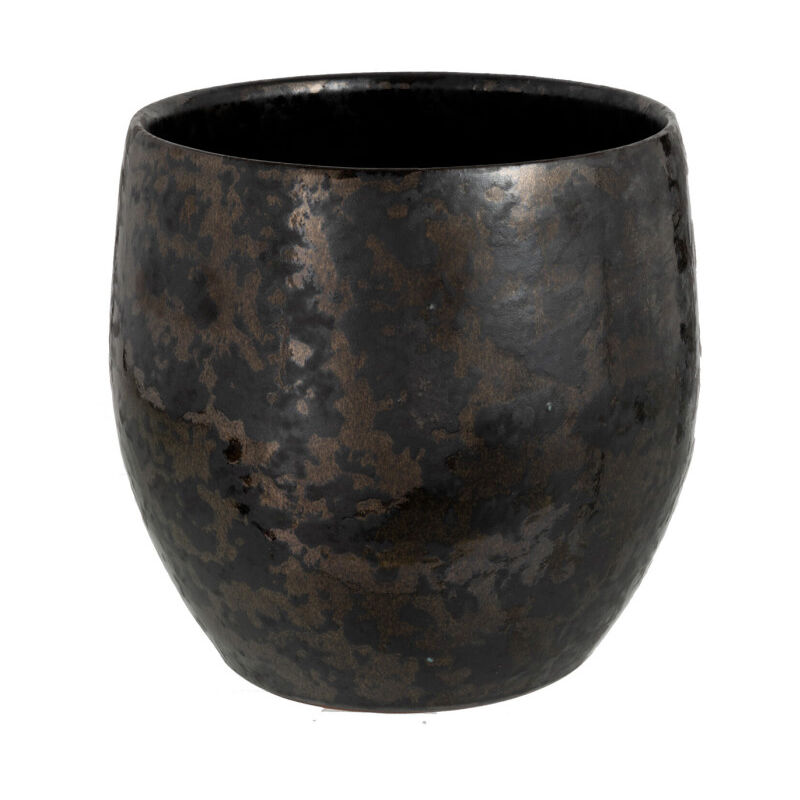 Cache-Pot Vintage Céramique 'Smokey' 23cm Noir