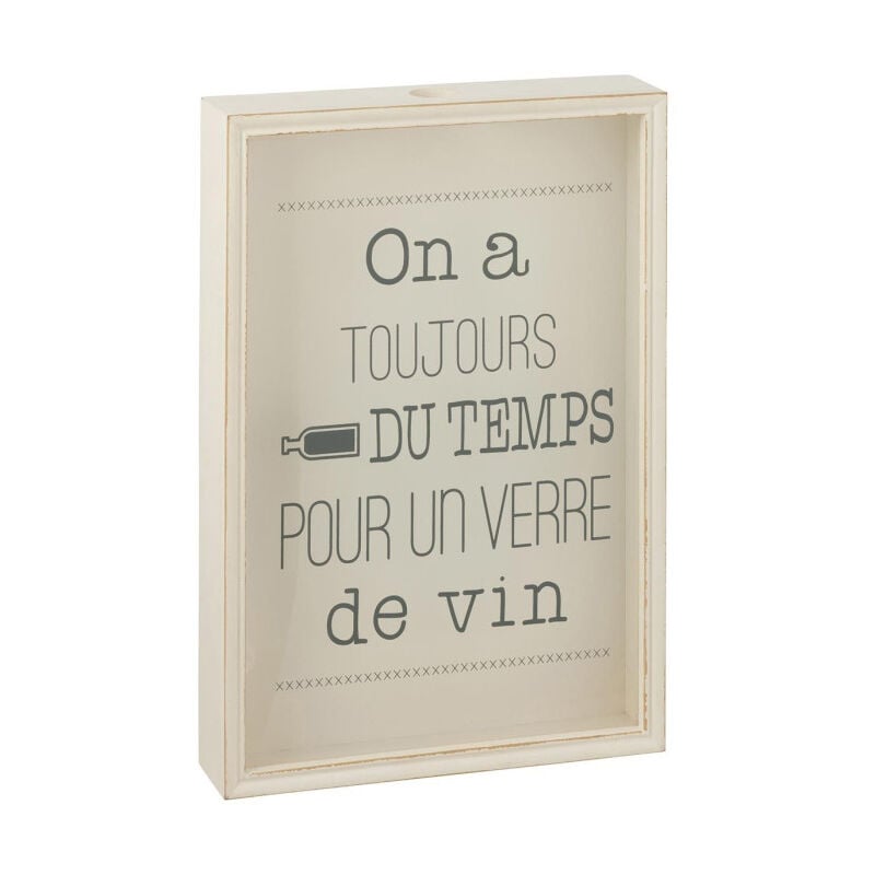 Cadre Déco Bouchon 'Verre de Vin' 50cm Ivoire
