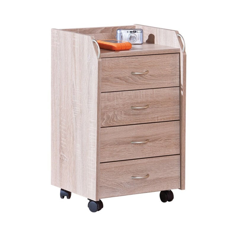 Paris Prix - Caisson de Bureau 4 Tiroirs 'College' 65cm Chêne Sonoma