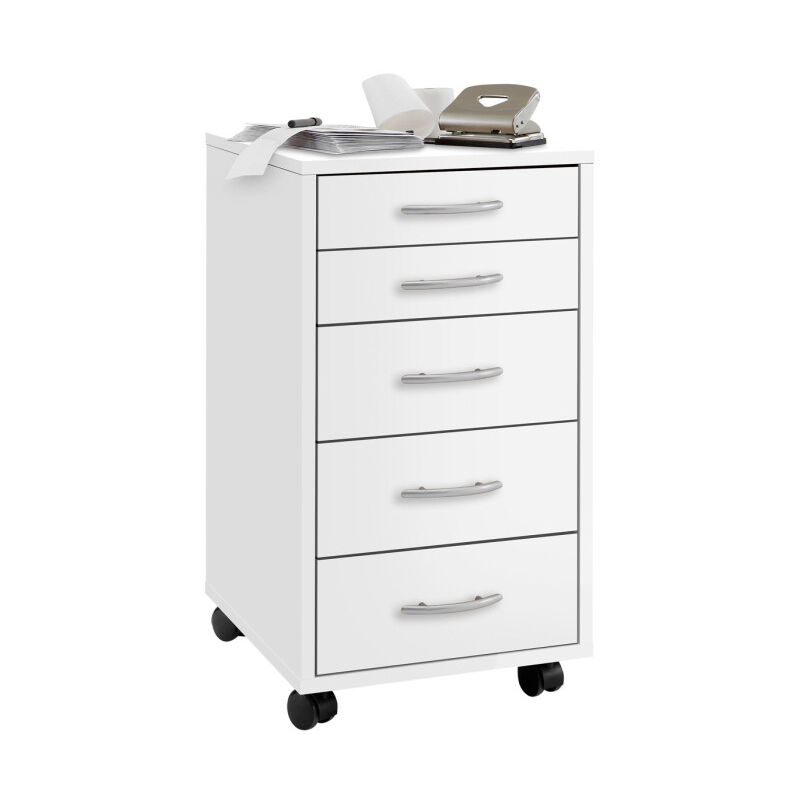 Caisson de Bureau 5 Tiroirs 'Dydre' 63cm Blanc