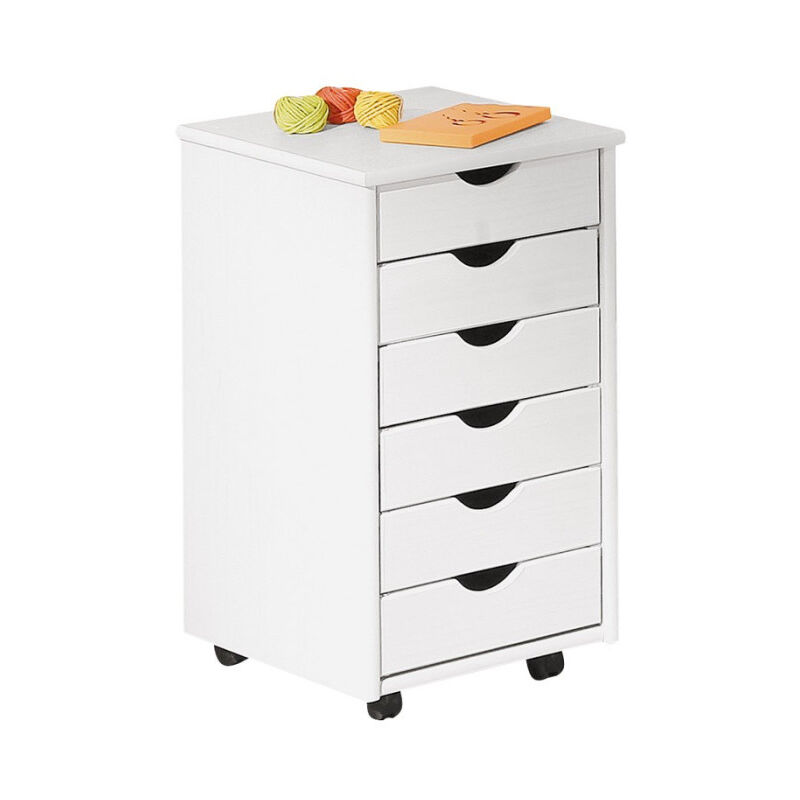 Paris Prix - Caisson de Bureau 6 Tiroirs 'School' 65cm Blanc