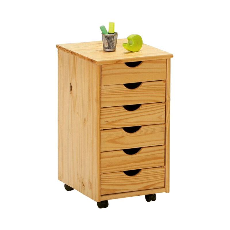 Caisson de Bureau 6 Tiroirs 'School' 65cm Naturel