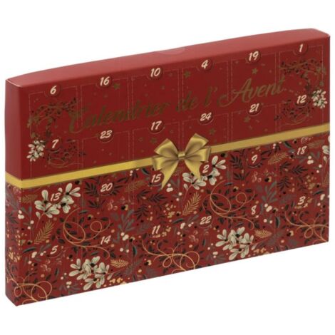 Paris Prix – Calendrier de l'Avent bijoux 21 cm rouge – Décoré avec 2 chaînes et 22 supports – Pour ambiance festive personnalisée