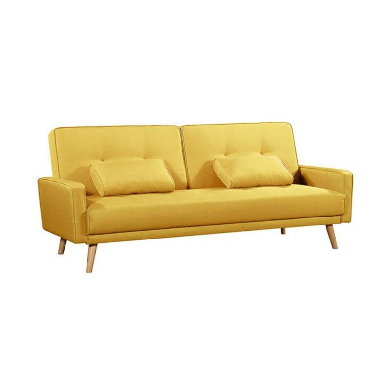 Paris Prix - Canapé 3 Places Convertible 'Sero' 205cm Jaune