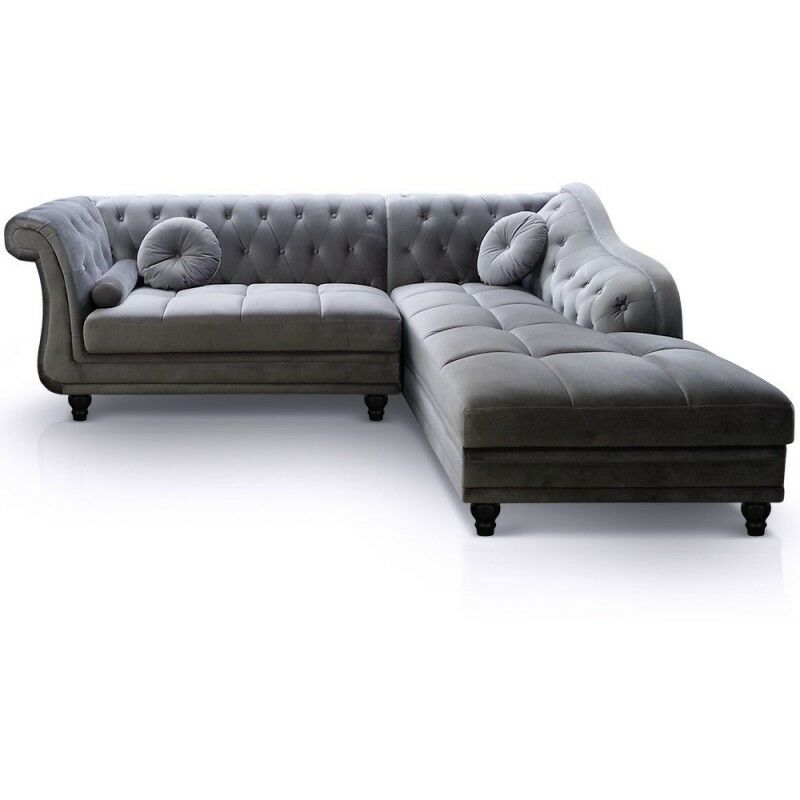 Canapé d'angle Velours Chesterfield Promotion