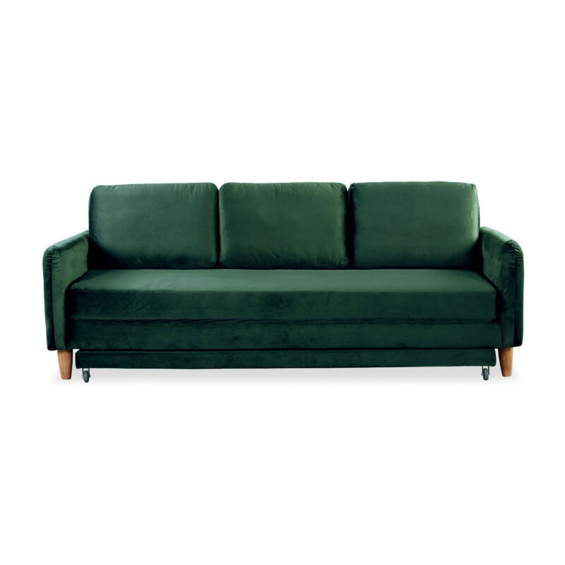 Canapé Convertible en Velours "Zefli" 210cm Vert