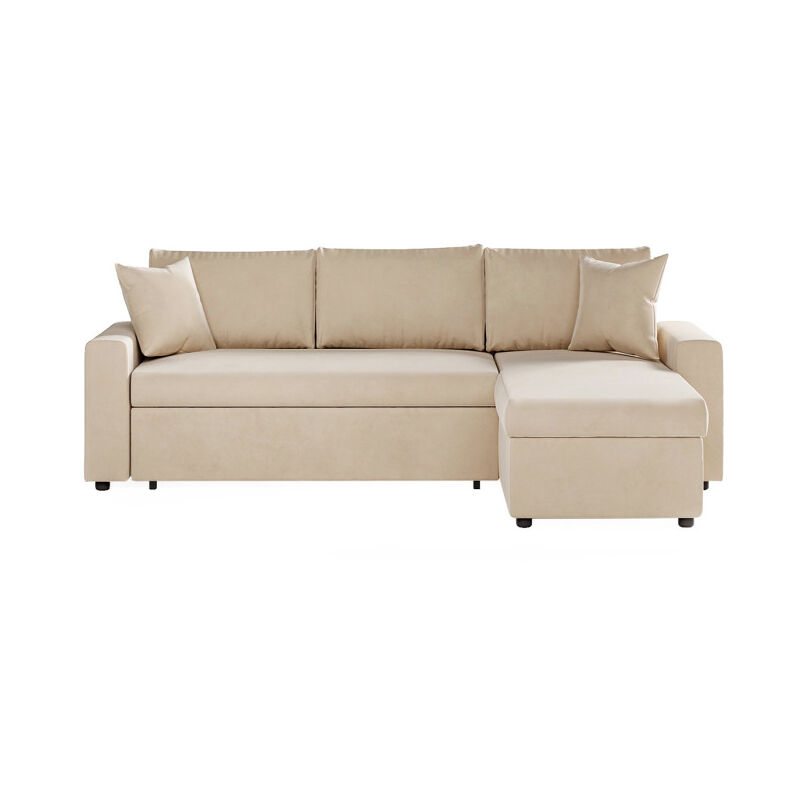 Paris Prix - Canapé d'Angle Convertible 'Zema' 227cm Beige