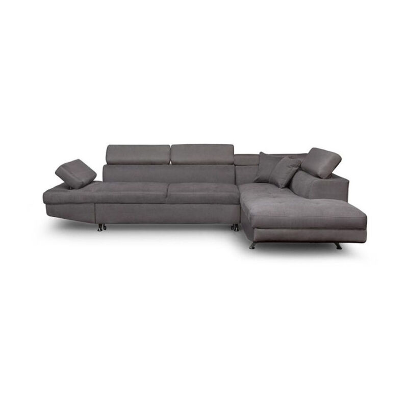 Paris Prix - Canapé d'Angle Droit Convertible Microfibre 'Noma' 271cm Gris