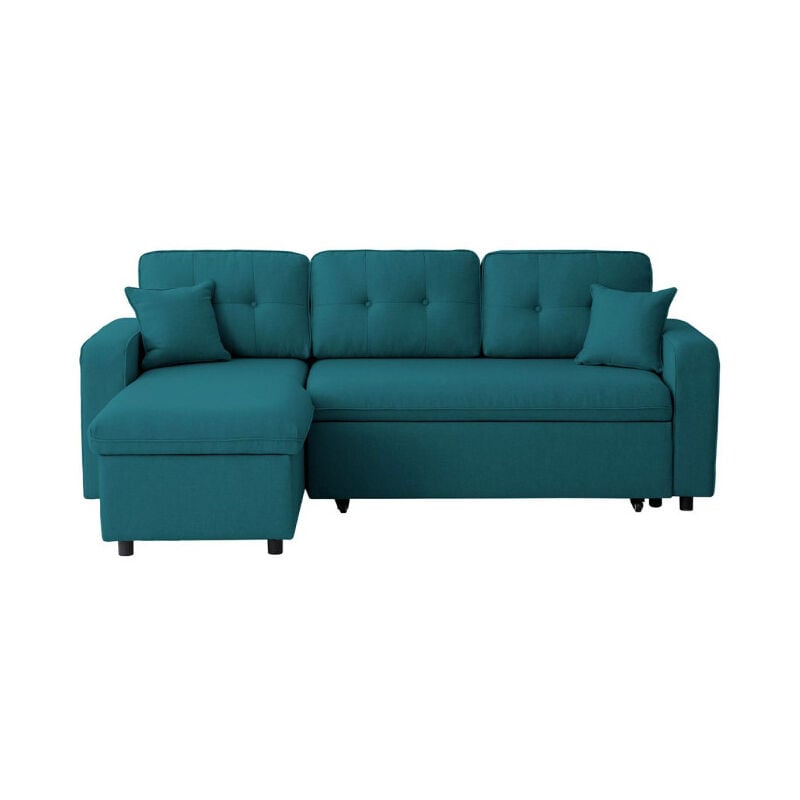 Paris Prix - Canapé d'Angle Convertible 'Pete' 220cm Bleu Pétrole