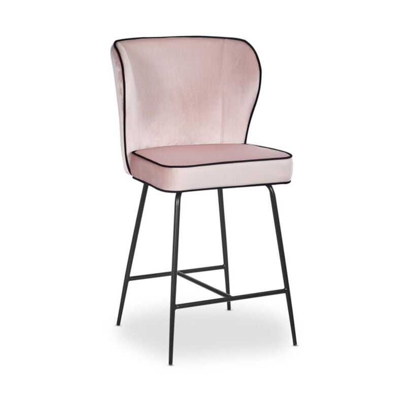 Paris Prix - Chaise de Bar Velours Design 'Elsa' 100cm Rose