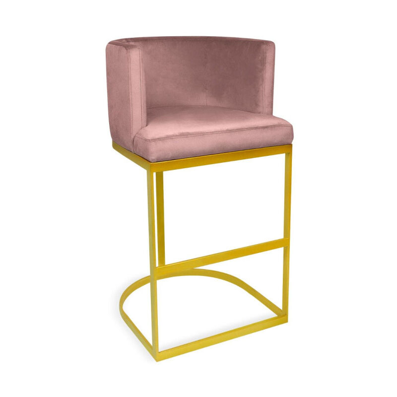 Paris Prix - Chaise de Bar Velours Design 'Noemy' 100cm Rose