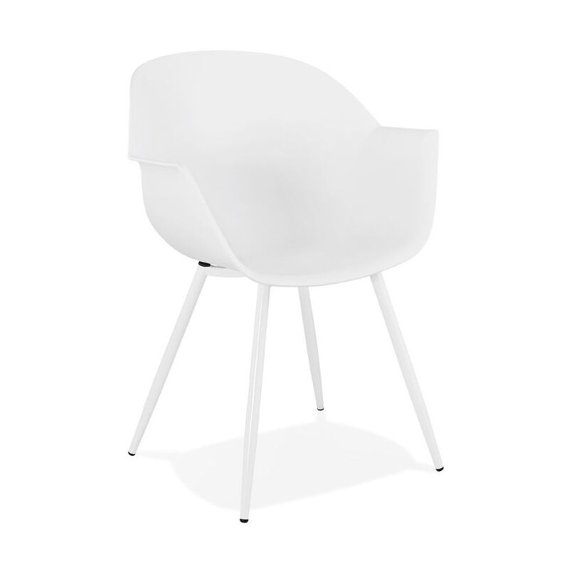 Paris Prix - Chaise Design avec Accoudoirs 'Sinco' 85cm Blanc