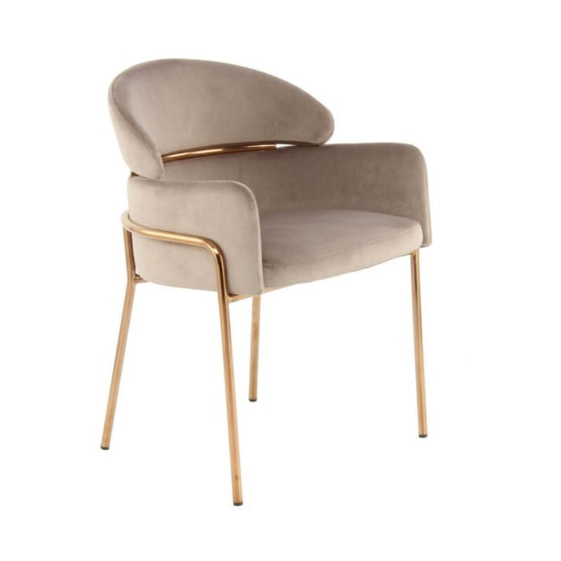 Chaise Design en Velours 'Corey' 79cm Taupe