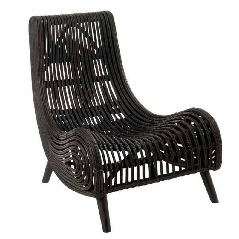 Chaise Design rotin 90cm Noir - Paris Prix