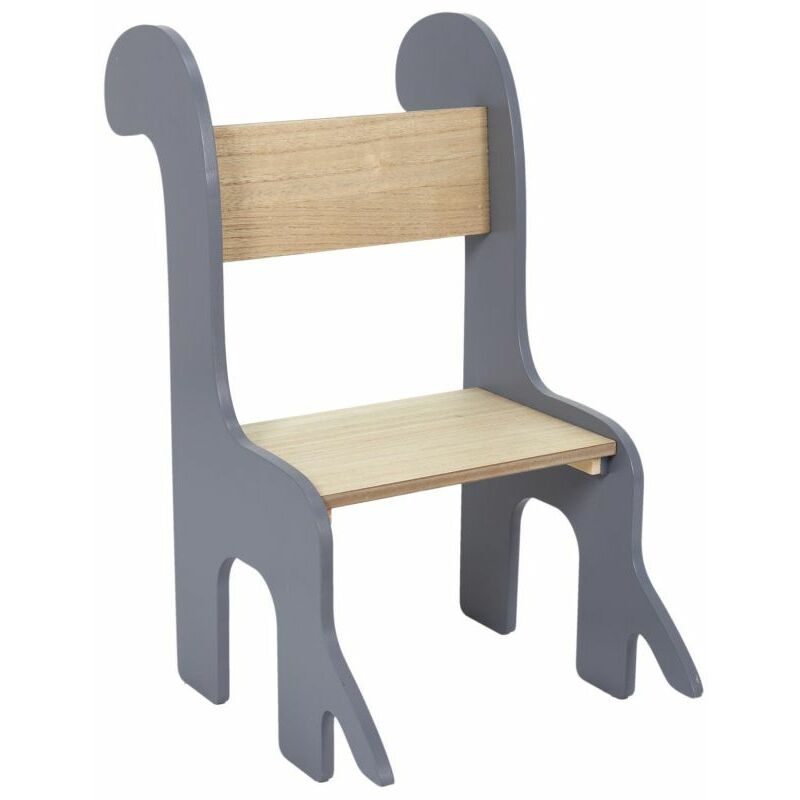 paris prix - chaise enfant design dino 60cm gris & naturel