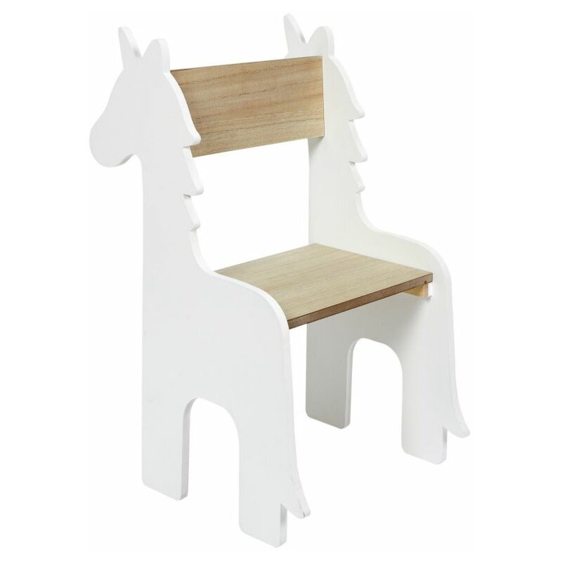 paris prix - chaise enfant design licorne 60cm blanc & naturel