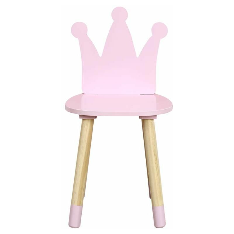 paris prix - chaise enfant en bois couronne 54cm rose