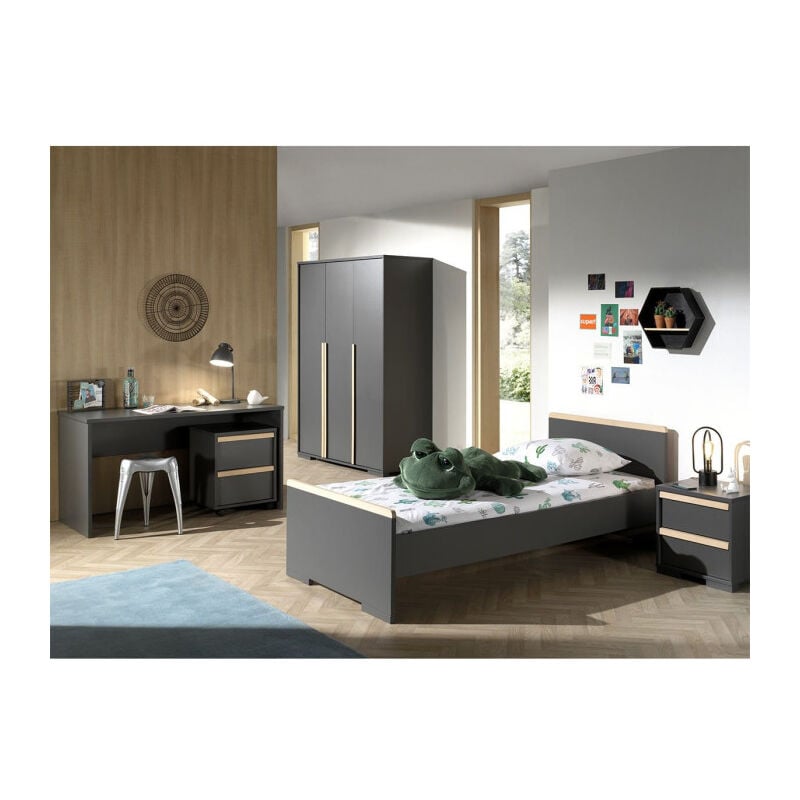 Chambre Complète Enfant 5p london Gris Anthracite - Paris Prix
