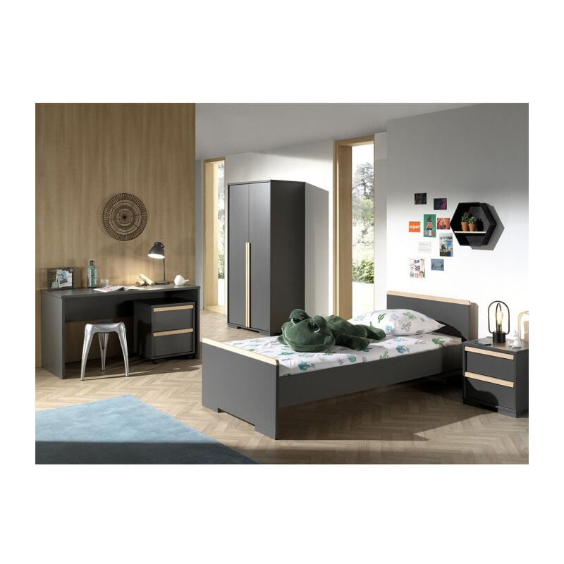 Chambre Complète Enfant 5p london Ii Gris Anthracite - Paris Prix
