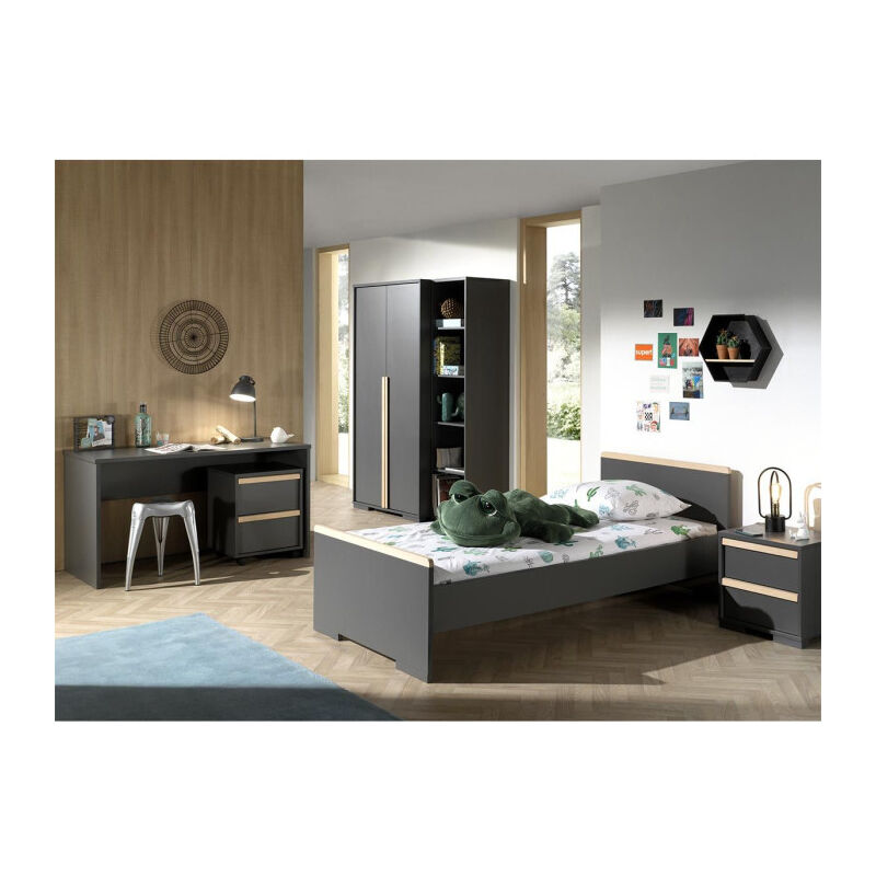 Chambre Complète Enfant 6p london Ii Gris Anthracite - Paris Prix