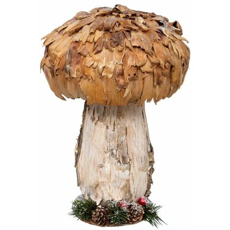 Paris Prix - Champignon Déco marron Glacé 27cm Naturel