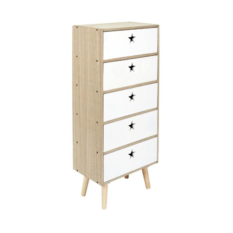 Chiffonnier Enfant 'Star' 91cm Blanc & Beige