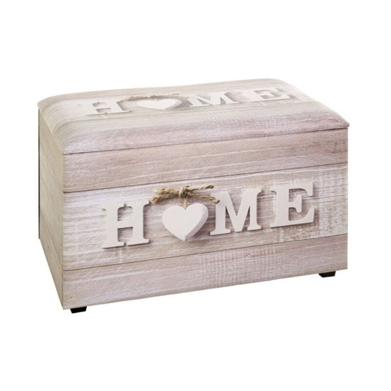 Coffre de Rangement Vintage 'Home' 65cm Naturel