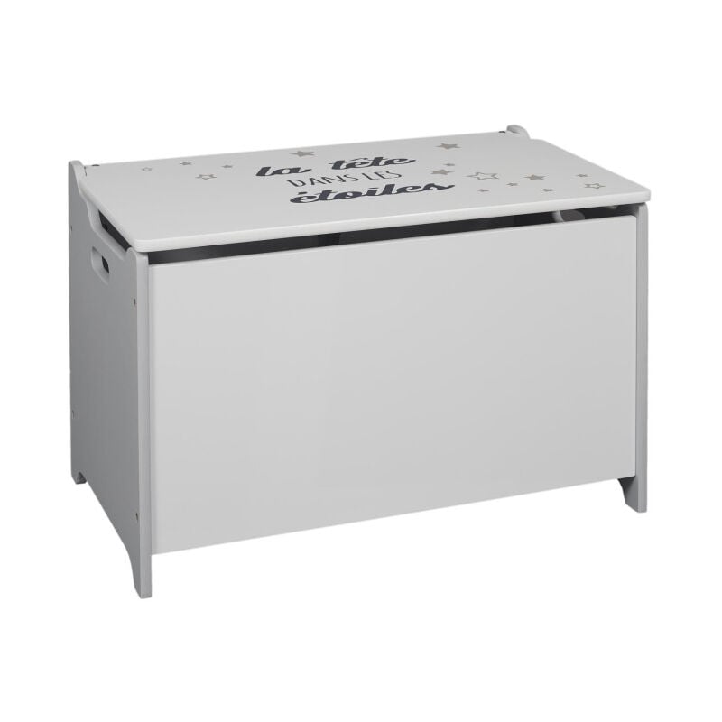 Coffre à Jouets "Tête dans les Étoiles" 60cm Gris