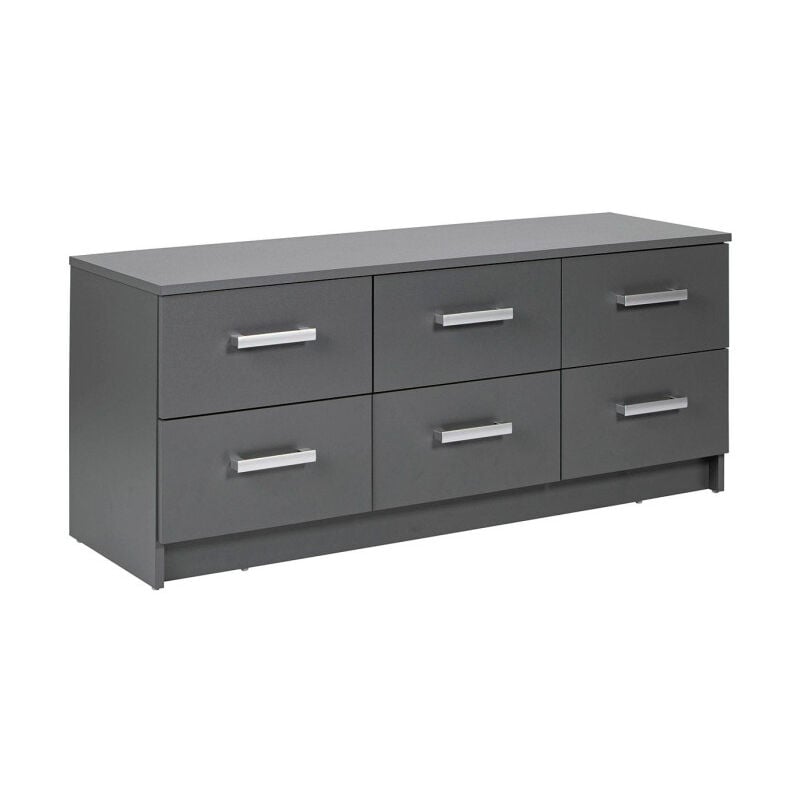 Commode 6 Tiroirs Design 'Azio' 122cm Gris