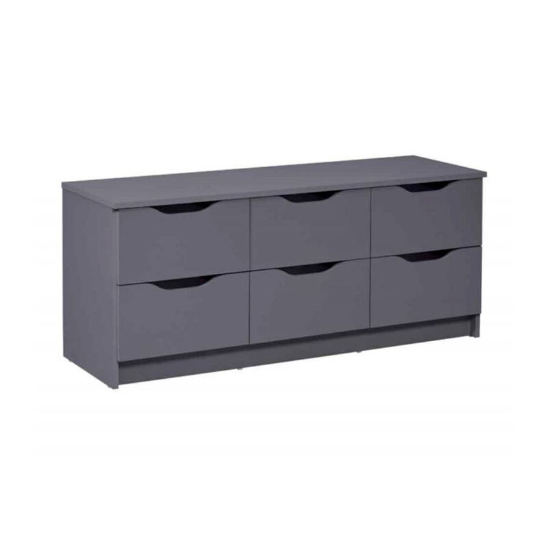 Commode 6 Tiroirs Design 'Litania' 122cm Gris