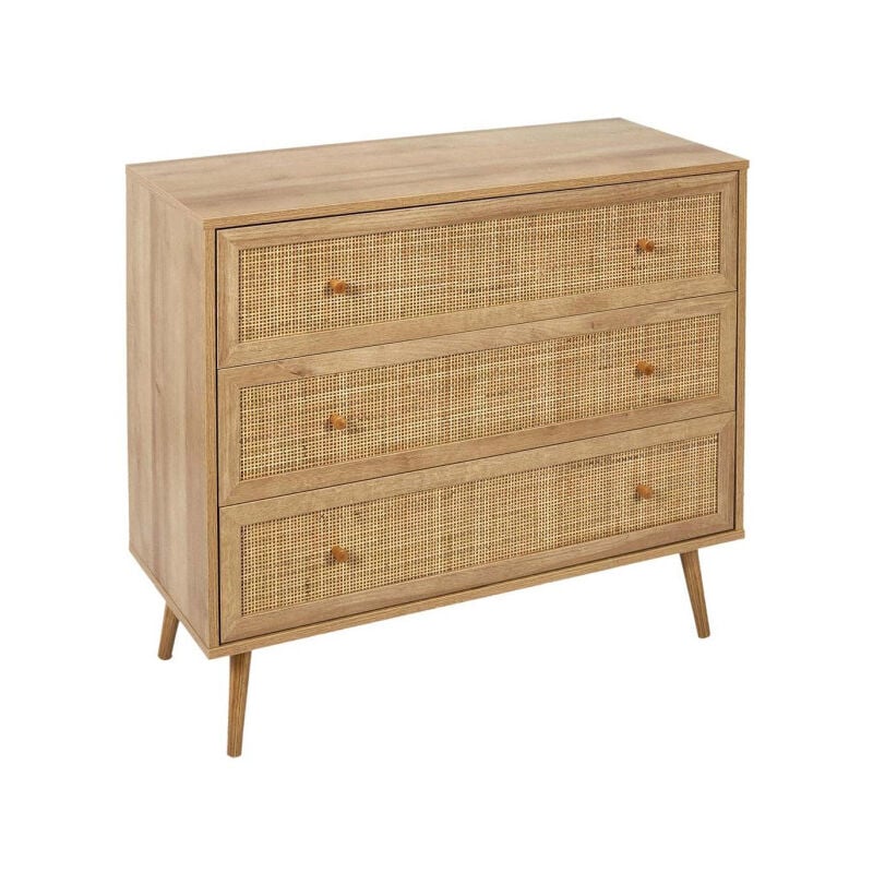 Paris Prix - Commode En Bois 3 Tiroirs bali 90cm Naturel