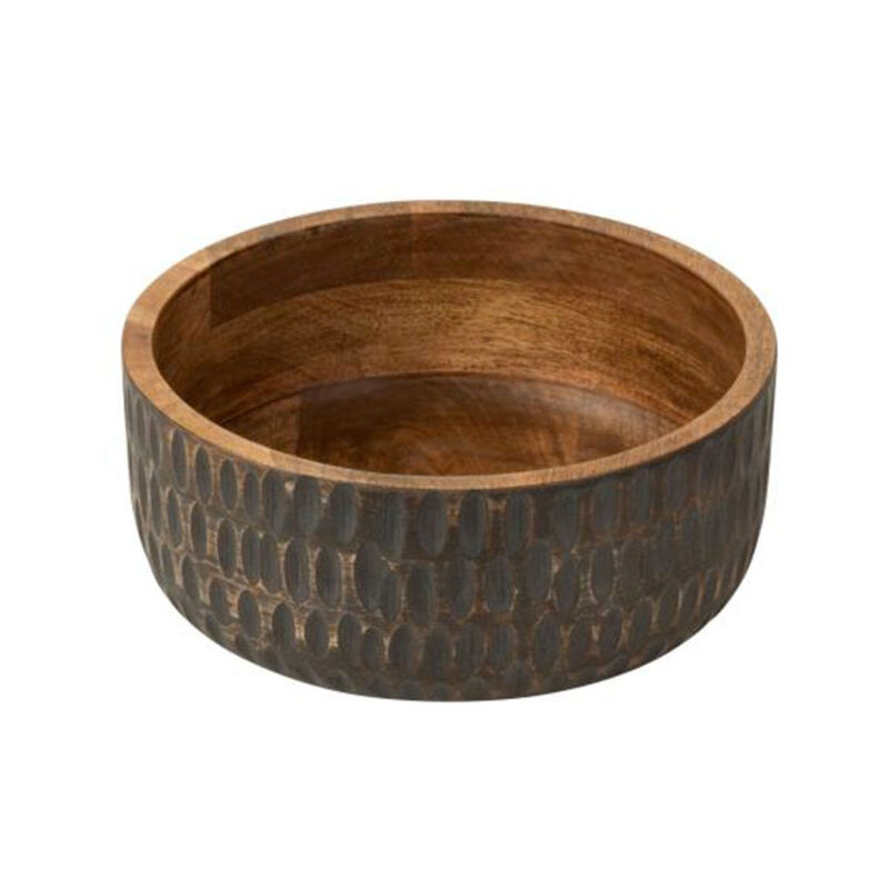 Paris Prix - Coupelle Déco en Bois 'Baso' 25cm Naturel & Noir