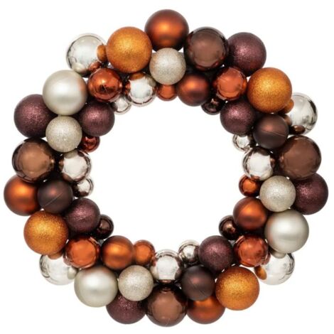 Paris Prix - Couronne boule De Noël 35cm Marron