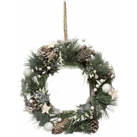 Paris Prix - Couronne De Noël branches Naturelles 32cm Vert