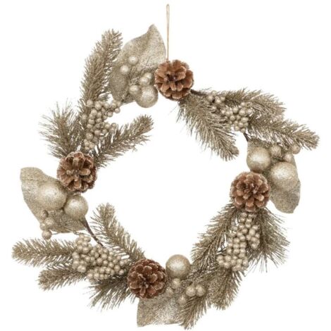 Paris Prix - Couronne De Noël pomme De Pin 40cm Or