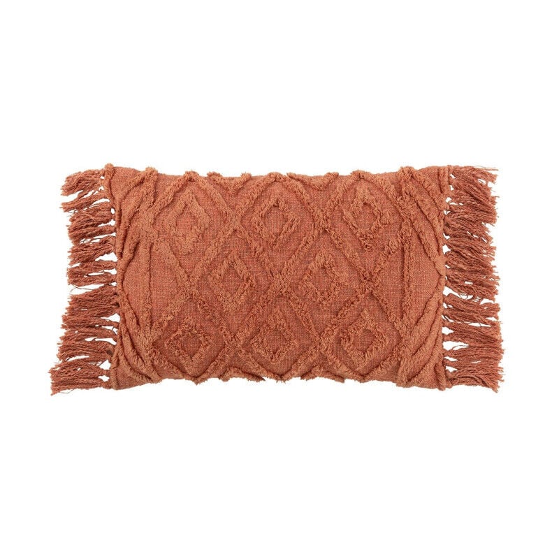 Coussin Déco Pompons 'Amalia' 37x78cm Terracotta