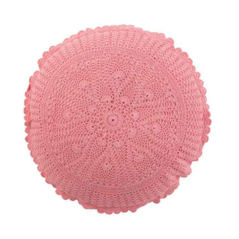 Paris Prix - Coussin Rond Déco 'Dentelle' 40cm Rose