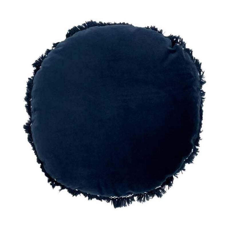 Coussin Rond en Velours 'Rosta' 50cm Bleu