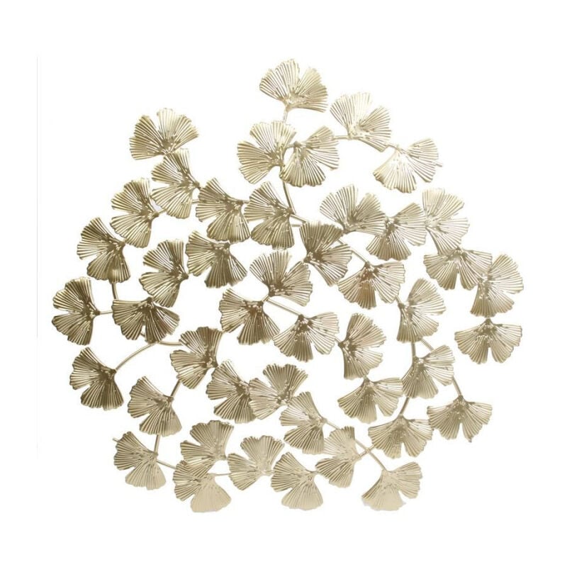 Décoration Murale en Métal 'Fleurs' 48cm Or