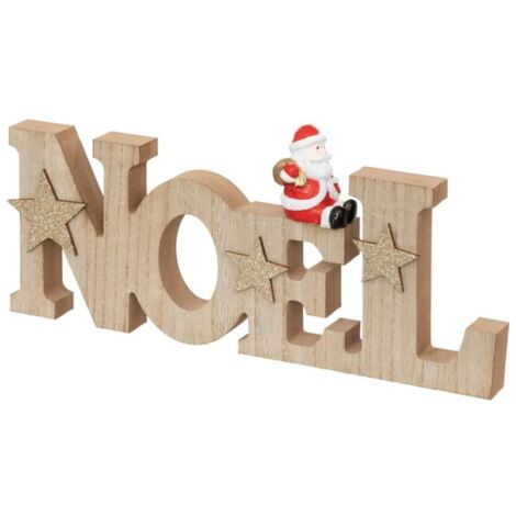 Paris Prix - Déco De Noël En Bois père Noël 30cm Marron