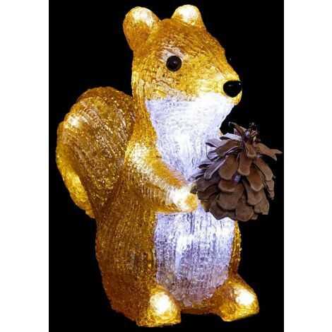 Paris Prix - Décoration Lumineuse Led écureuil 20cm Marron
