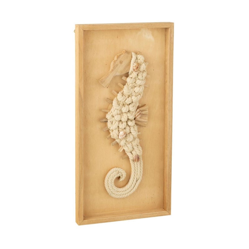 Décoration Murale en Bois 'Hippocampe' 60cm Naturel
