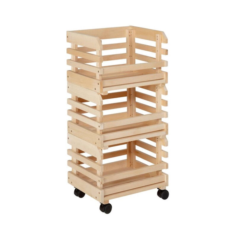 Paris Prix - Desserte de Cuisine 3 Étages 'Fruits' 80cm Naturel