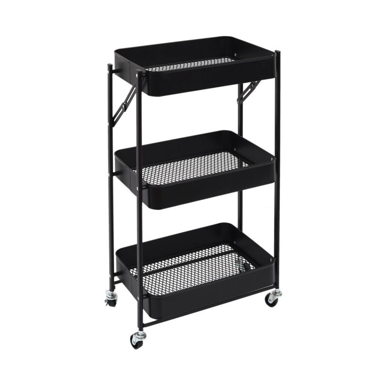 Paris Prix - Desserte de Cuisine Design 'Pliante' 77cm Noir